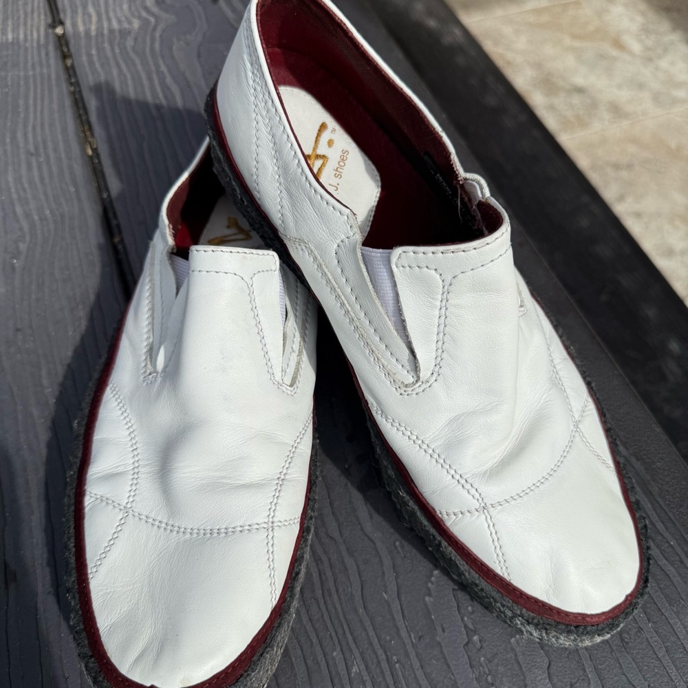 Elegant White and Burgundy Men's Slip-On Loafers